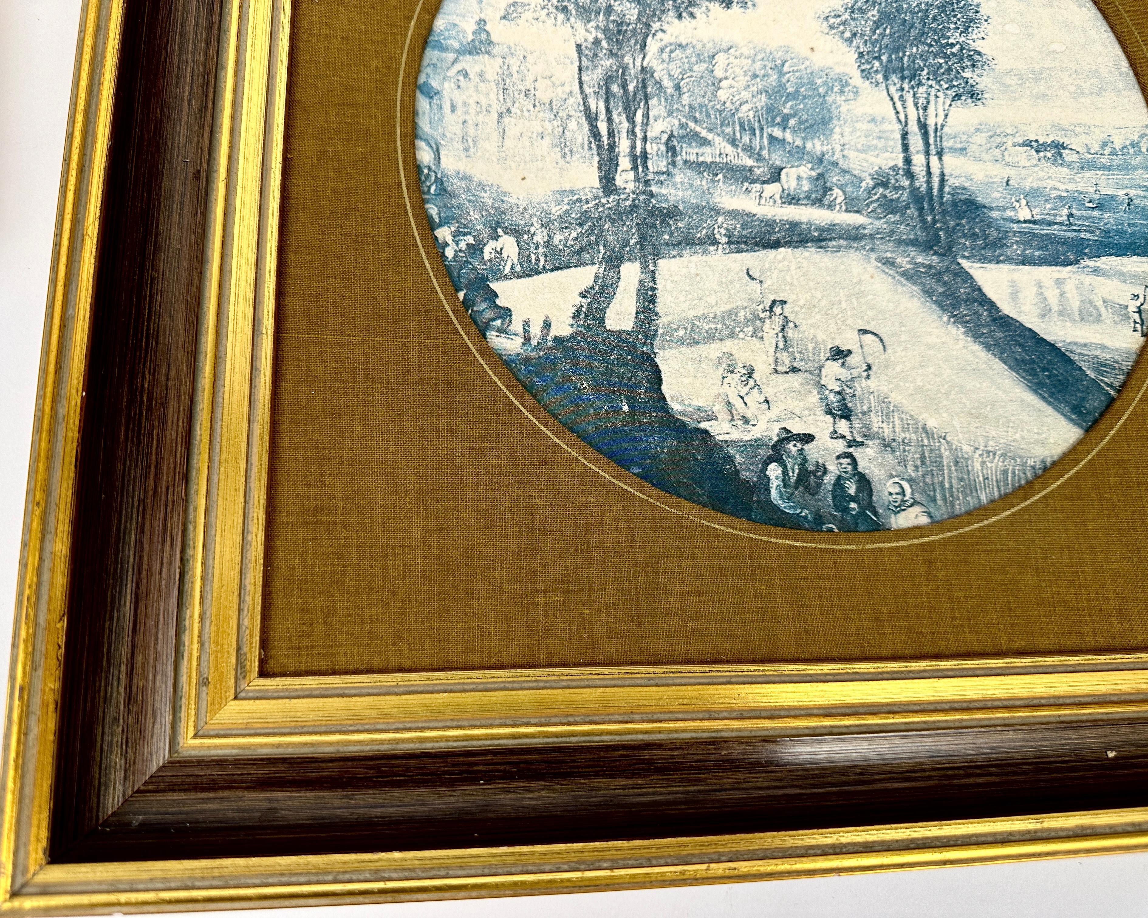 Stampe incorniciate Stile Vintage Scene Rurali Stagioni Wall Art Set 2, Francia, anni '50 In condizioni ottime in vendita a Bastogne, BE
