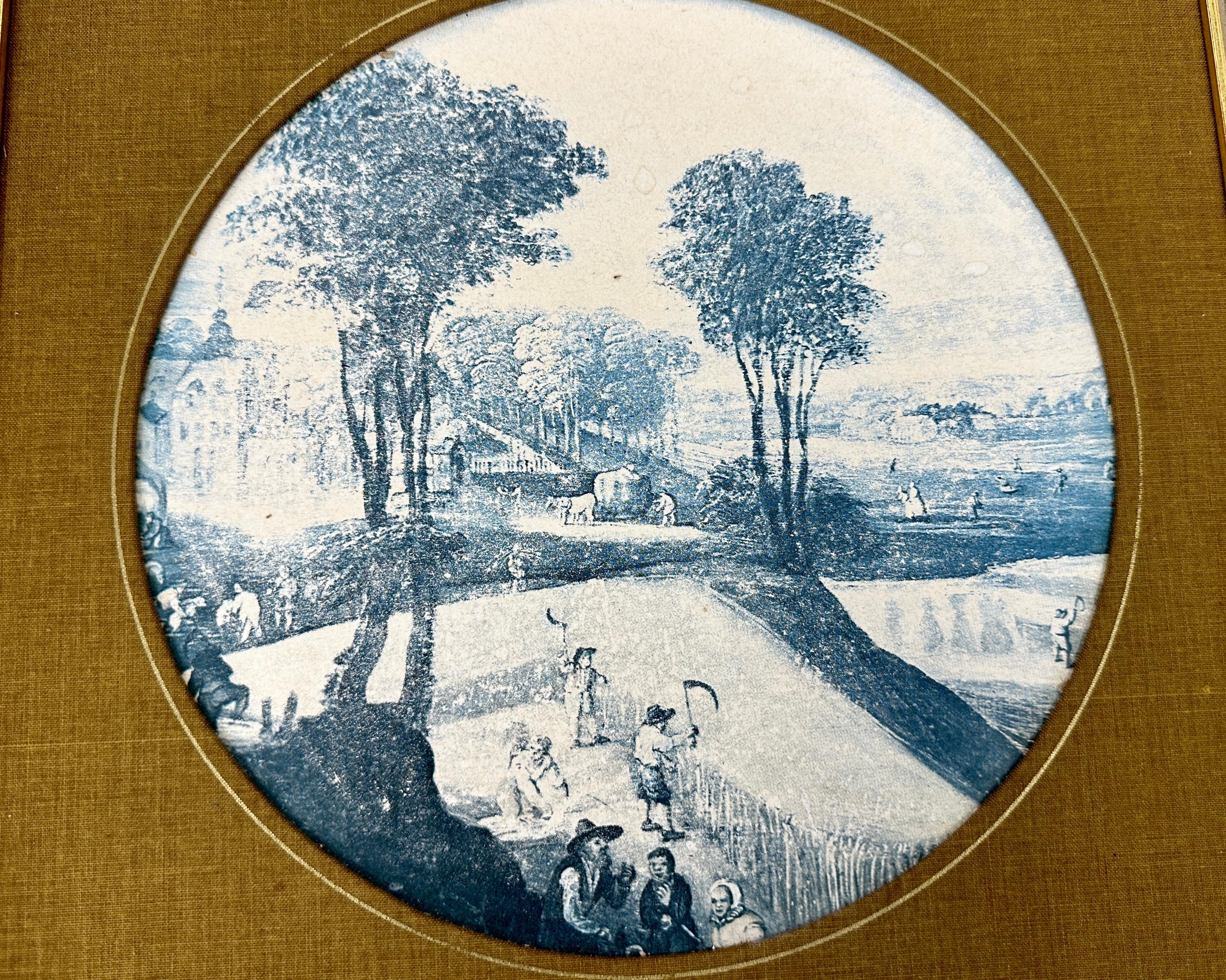 Metà XX secolo Stampe incorniciate Stile Vintage Scene Rurali Stagioni Wall Art Set 2, Francia, anni '50 in vendita