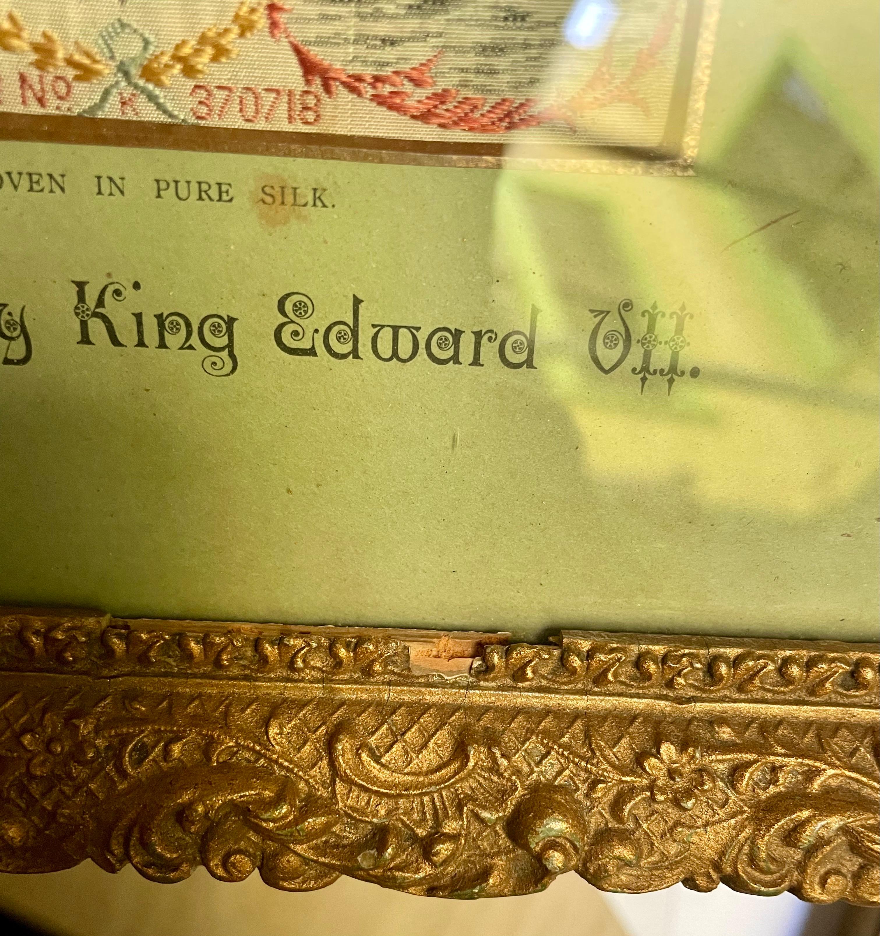 Framed Pure Woven Silk Stevengraph of King Edward VII & Queen Alexandra For Sale 6