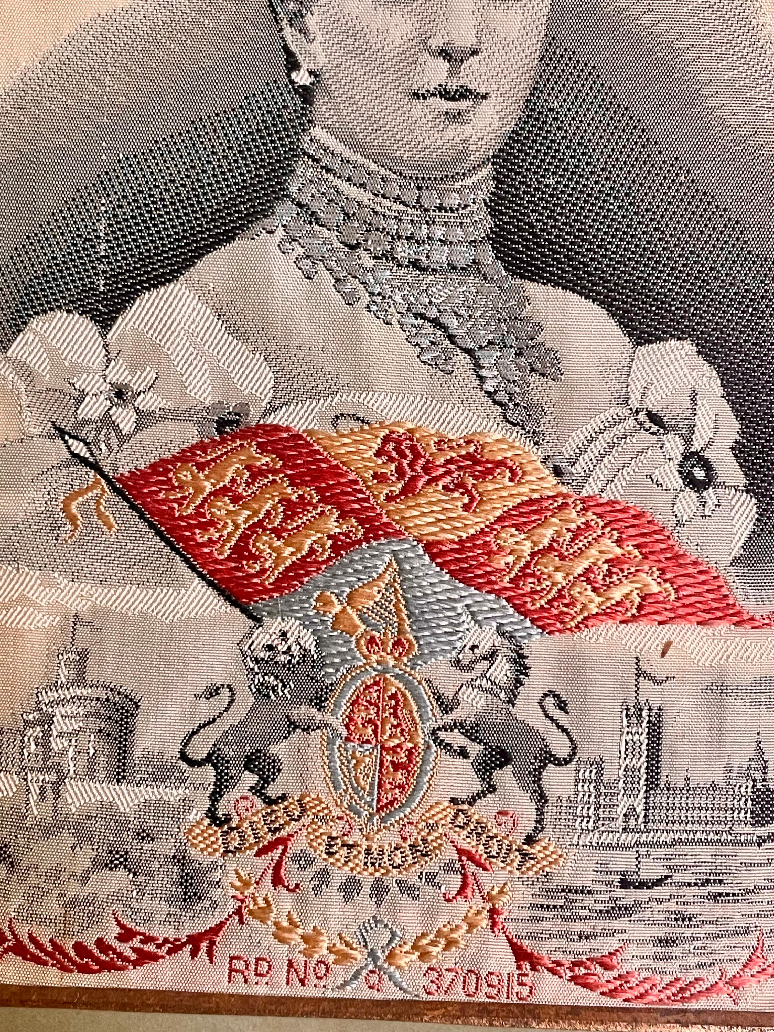 Framed Pure Woven Silk Stevengraph of King Edward VII & Queen Alexandra In Good Condition For Sale In Clifton Forge, VA