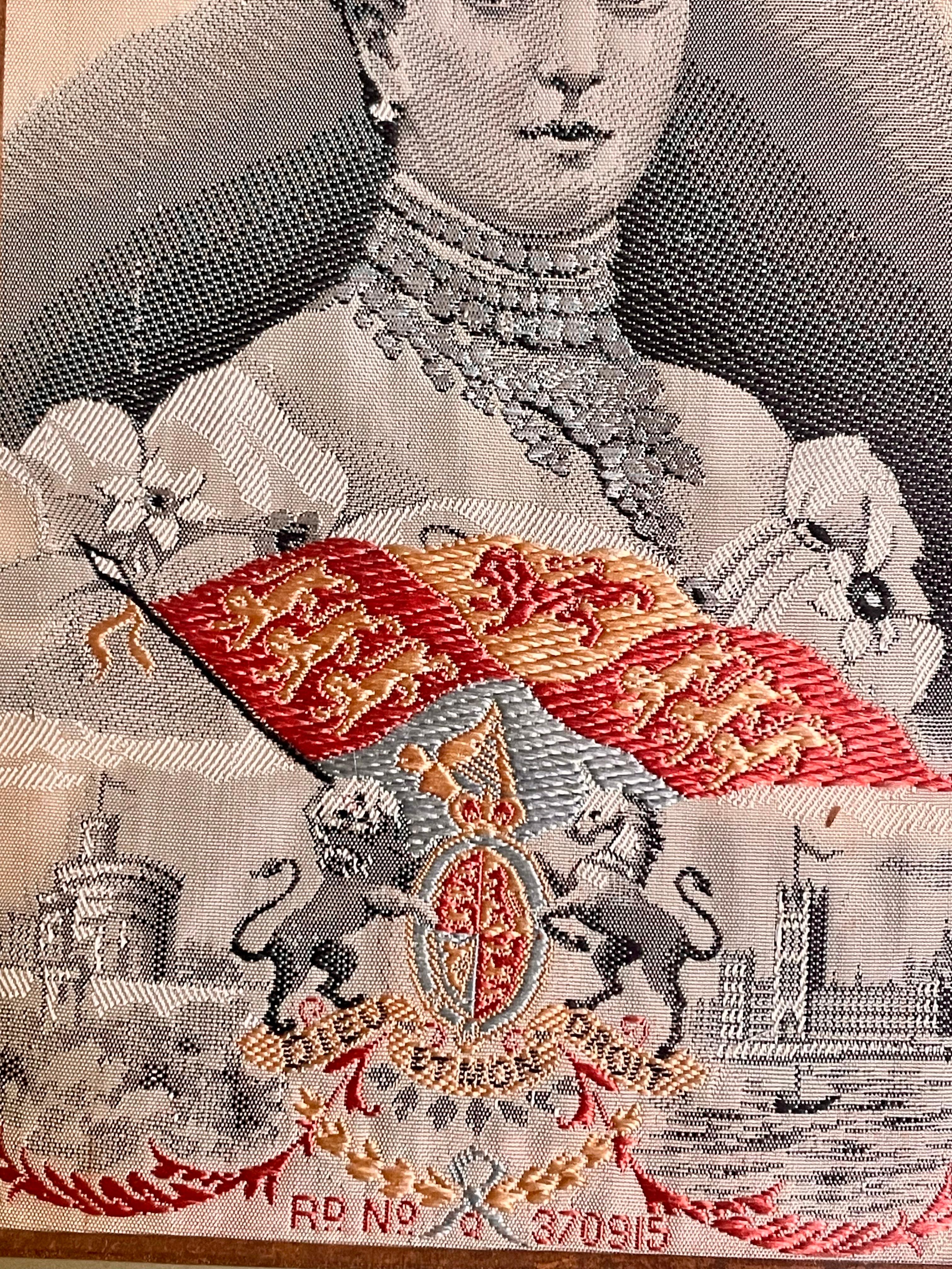 20th Century Framed Pure Woven Silk Stevengraph of King Edward VII & Queen Alexandra For Sale