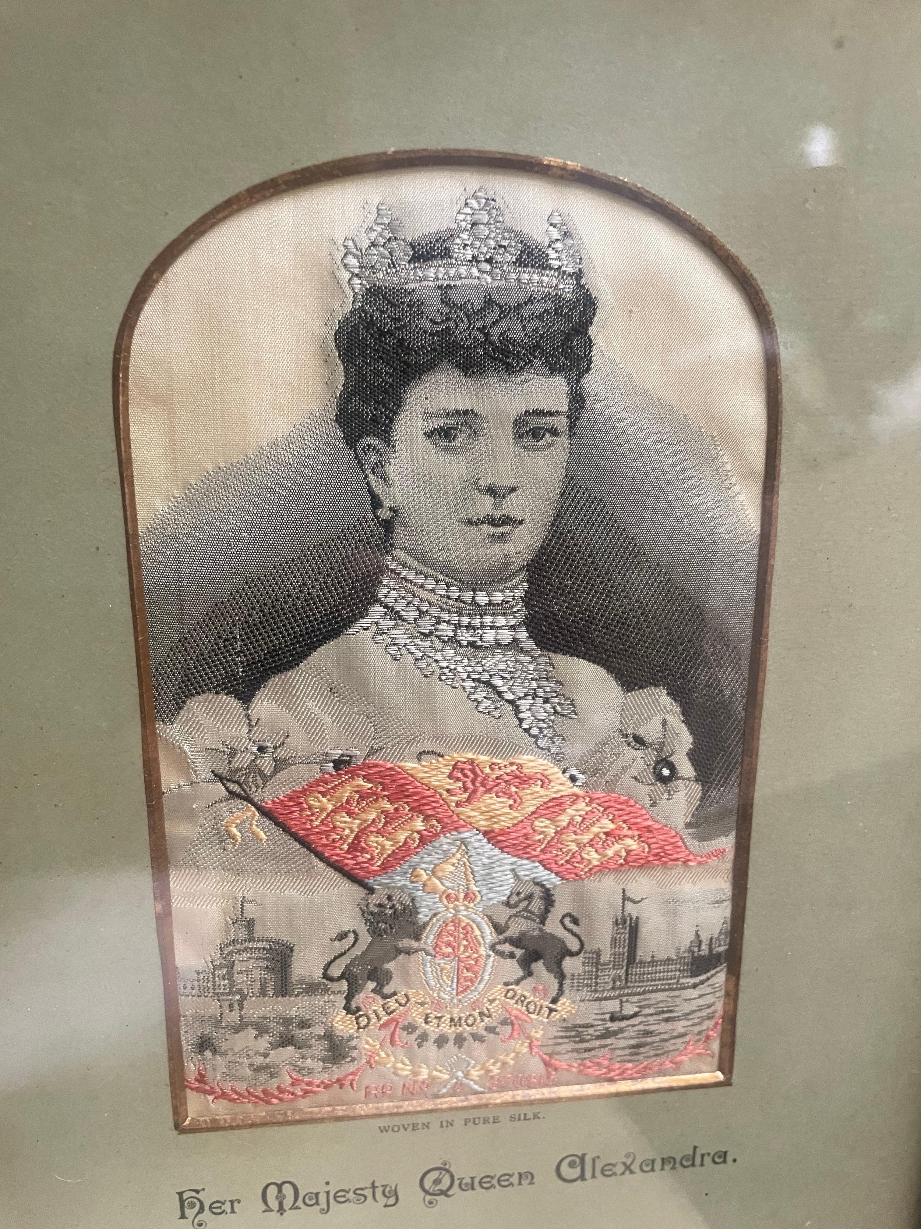 Framed Pure Woven Silk Stevengraph of King Edward VII & Queen Alexandra For Sale 2