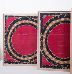 Framed Quadriptych Tashkent Suzani Fragments , 19th Century. Uzbekistan