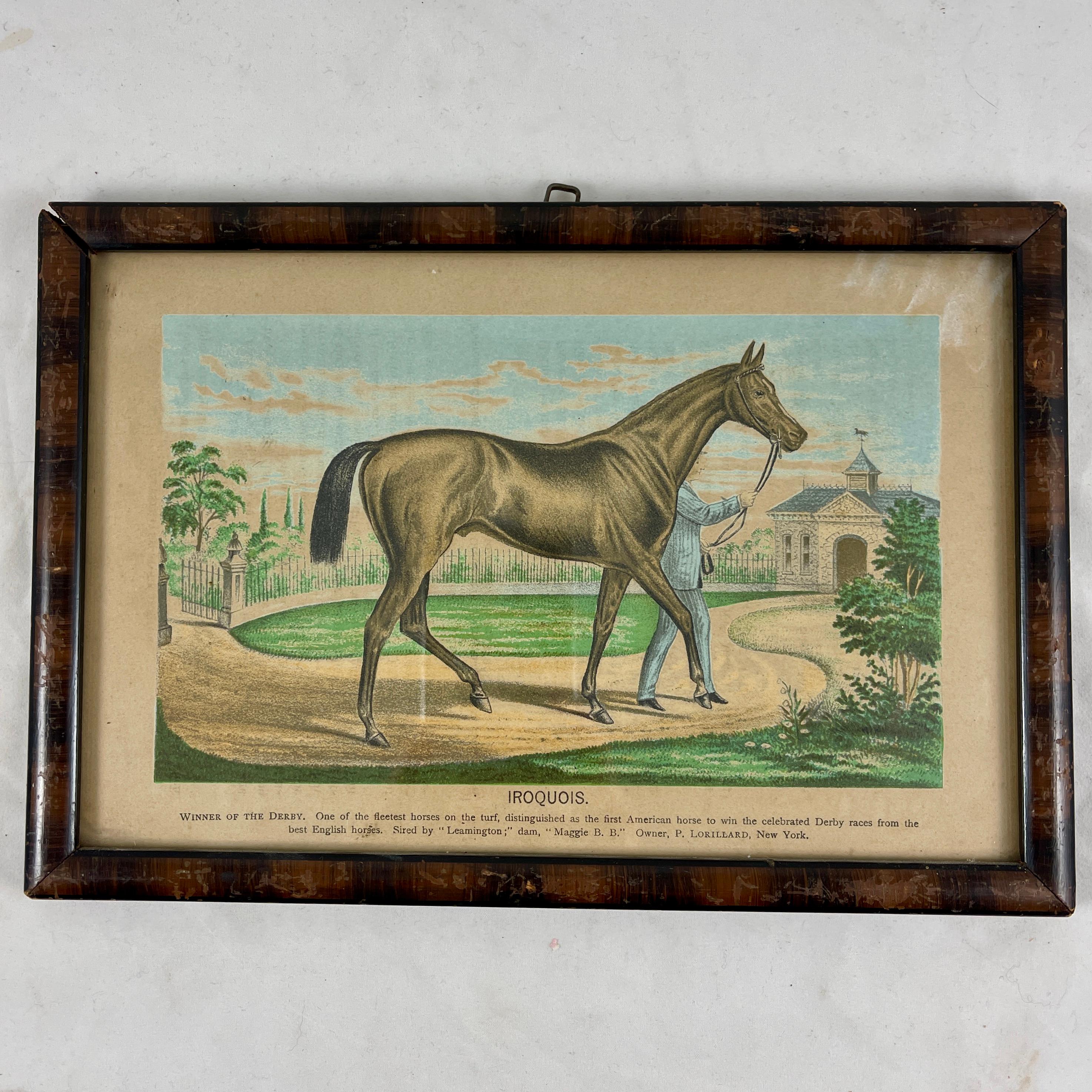 American Framed Race Horse Champions Original Chromolithographs Printed in 1882, Set /3