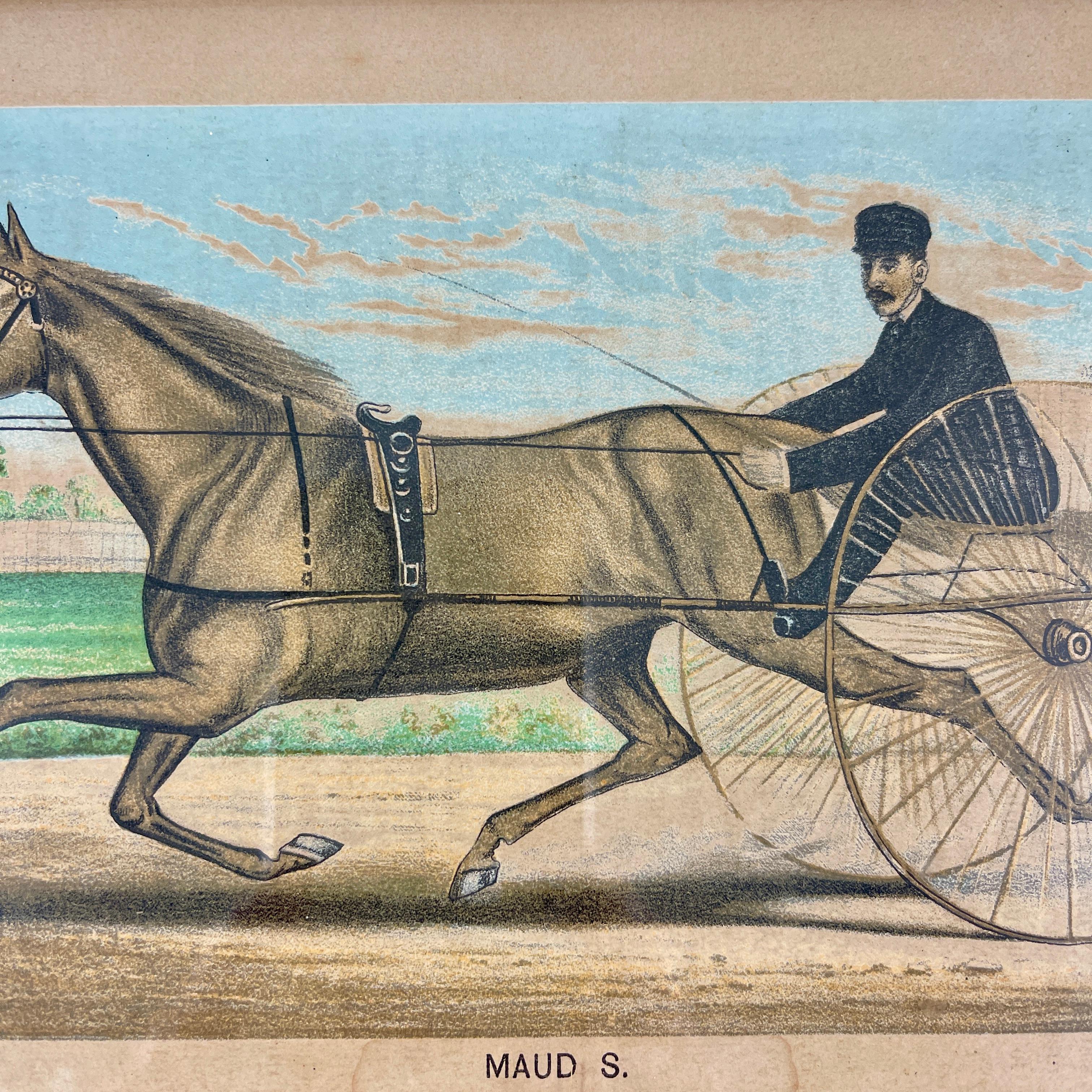 Framed Race Horse Champions Original Chromolithographs Printed in 1882, Set /3 1