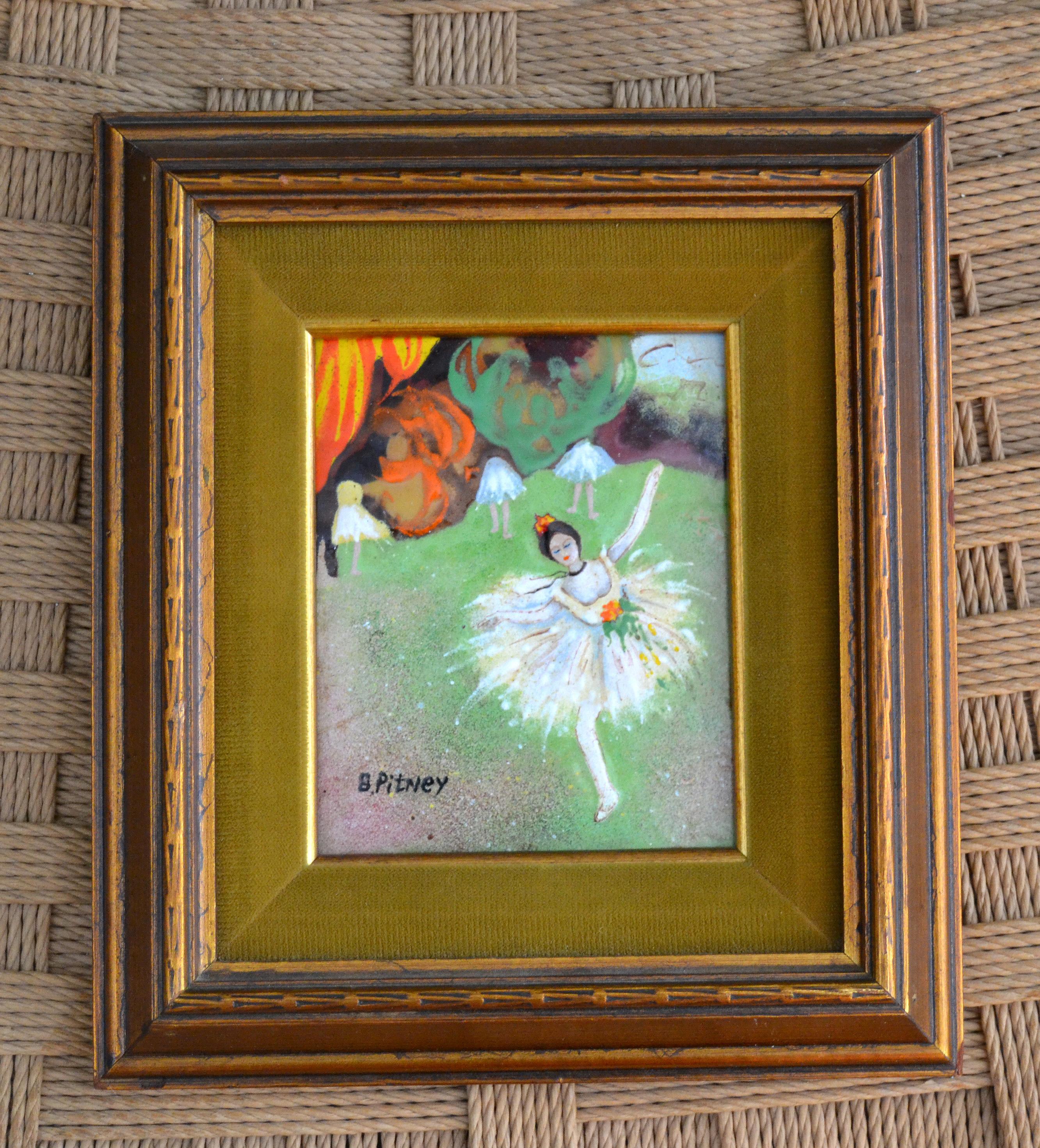 Framed realism enamel painting on copper by B. Pitney of a dancing Ballerina.
Signed by Artist and numbered 25 on reverse.