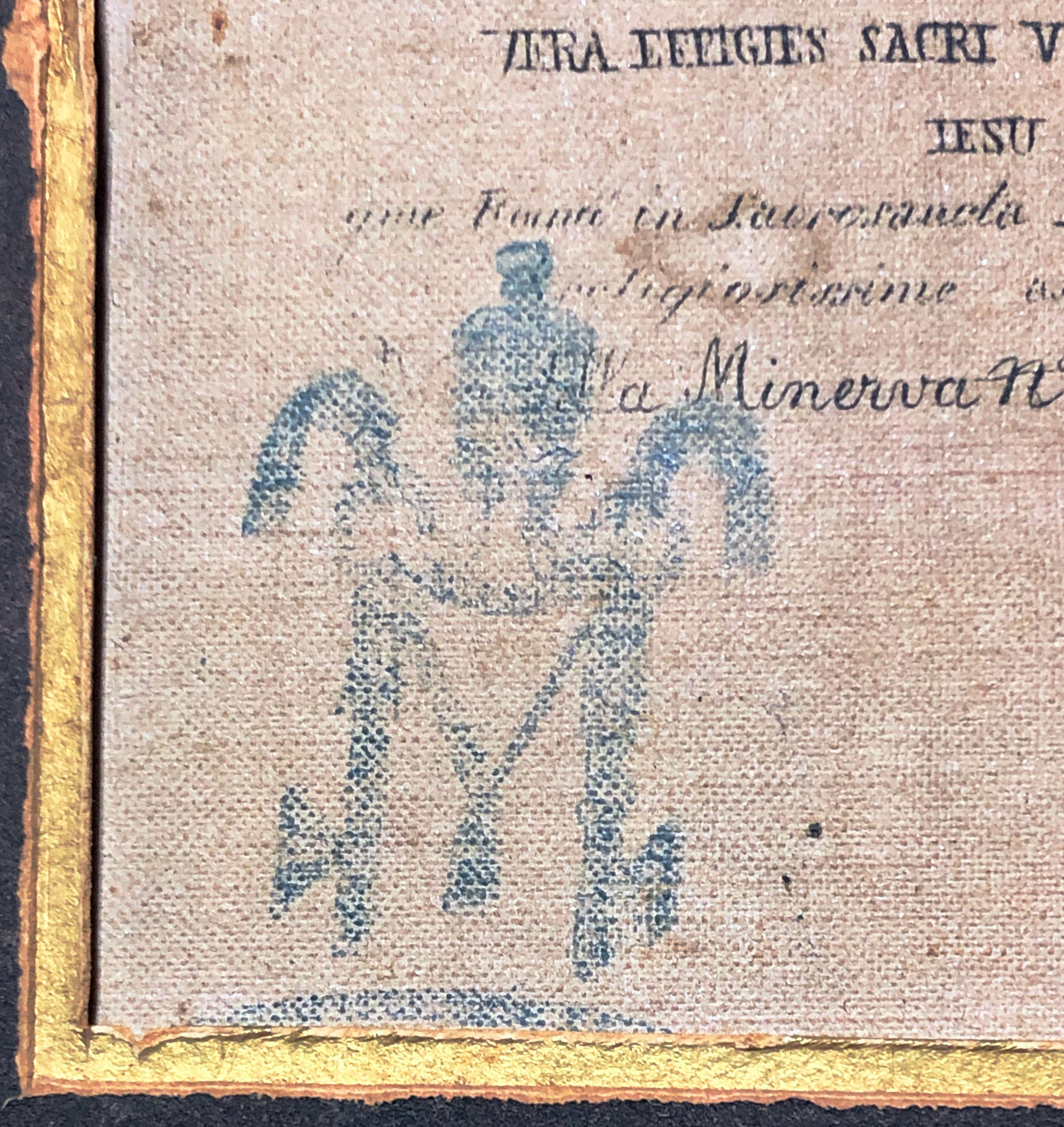 Late 19th Century Framed Relic Image of Veronica's Veil, with Vatican Seal and Stamp, Verso