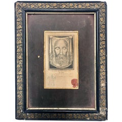 Framed Relic Image of Veronica's Veil, with Vatican Seal and Stamp, Verso