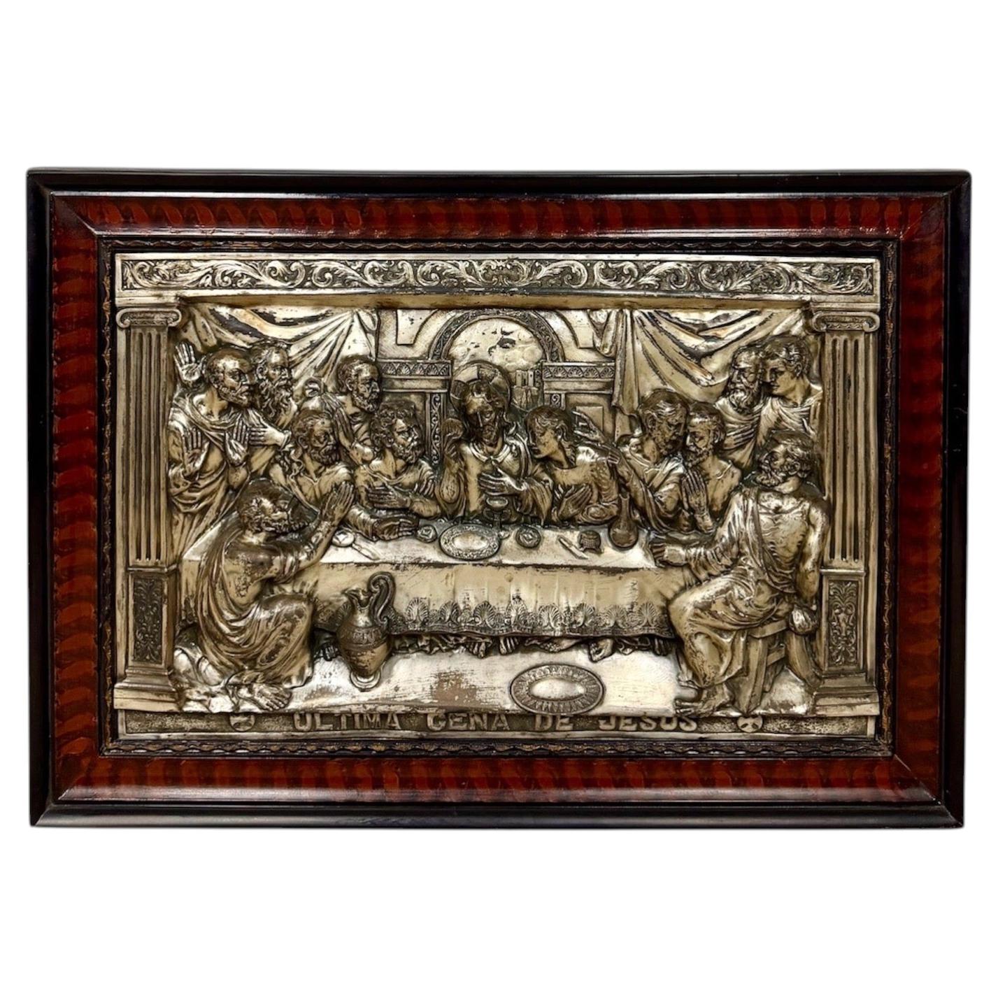 Framed Relief of The Last Supper, Mid-20th Century For Sale
