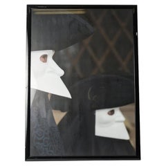 Framed Reproduction Under Glass, Photographs of Venetian Masks, 20th Century.