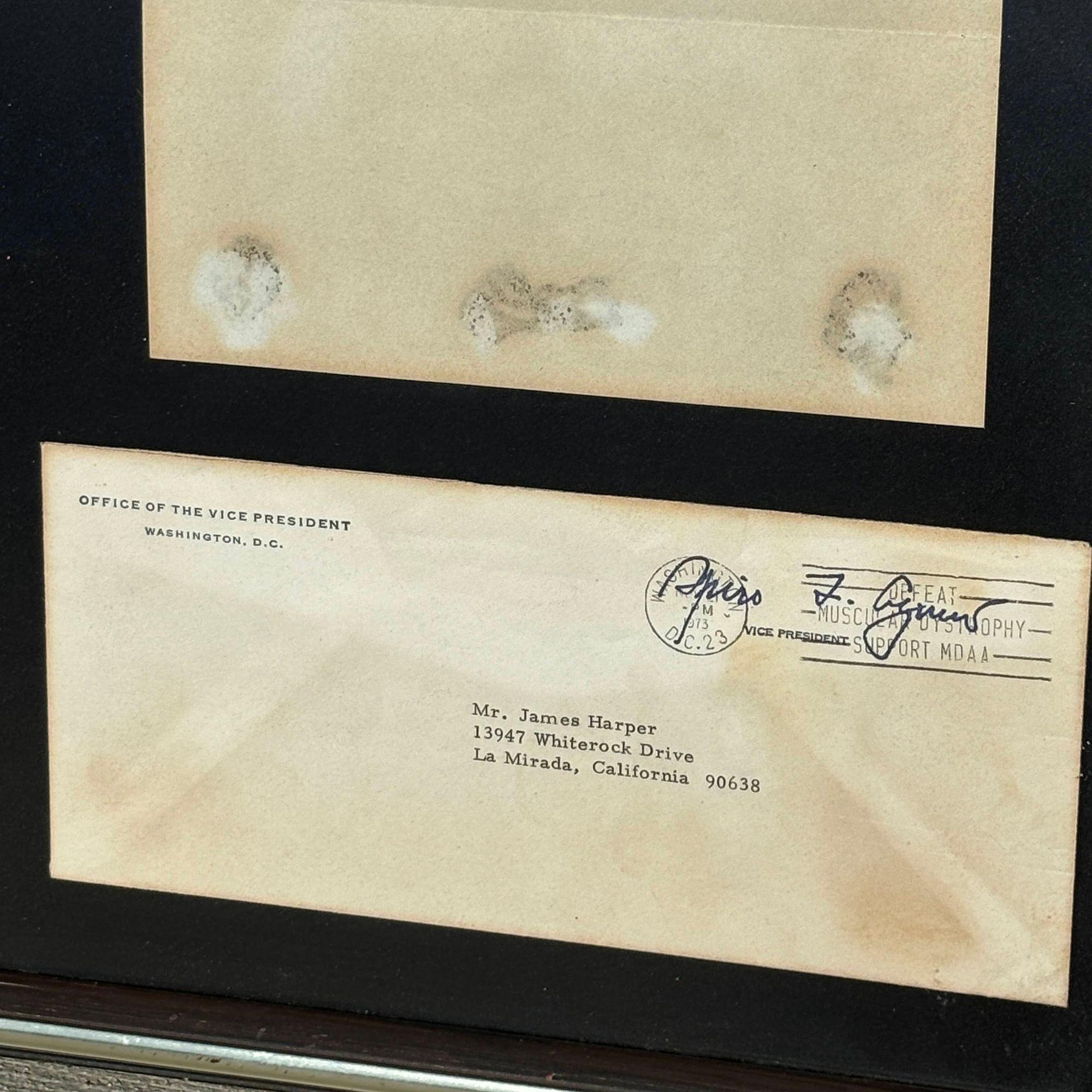 Late 20th Century Framed Richard Nixon & Spiro Agnew Watergate Letters 1973 For Sale