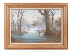 Framed River Landscape Painting by Chris Young