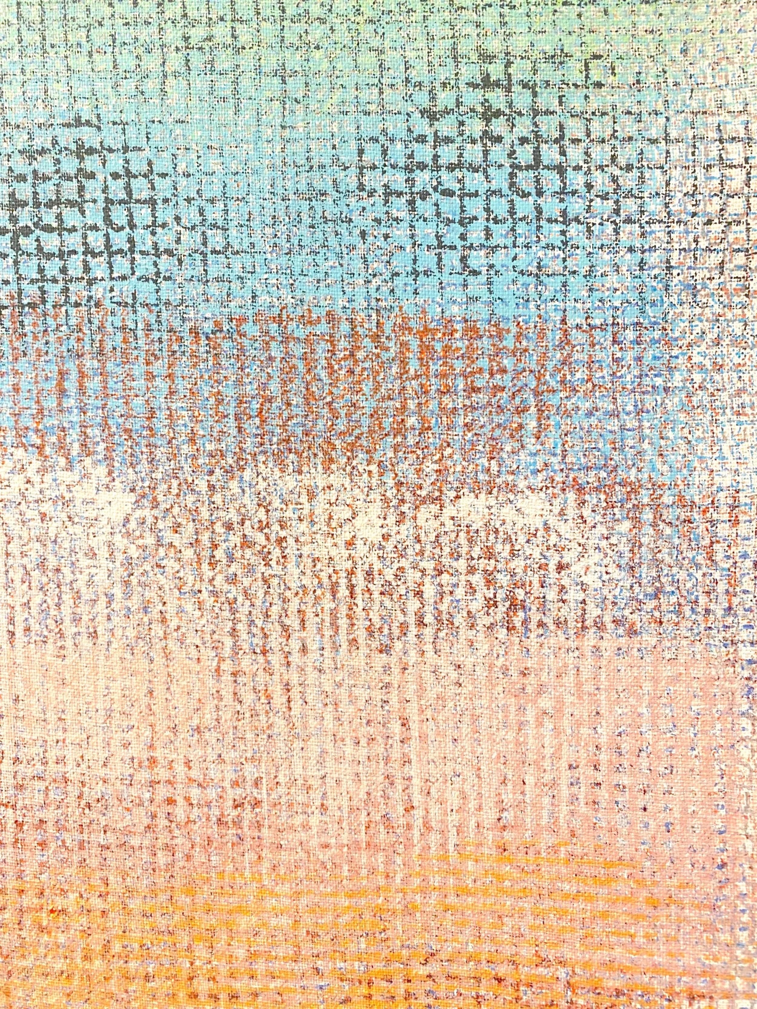 Amerikanisches abstraktes Ölgemälde mit Pastell-Ombre-Farbverläufen auf strukturierter Leinwand in einem Holzrahmen. (\