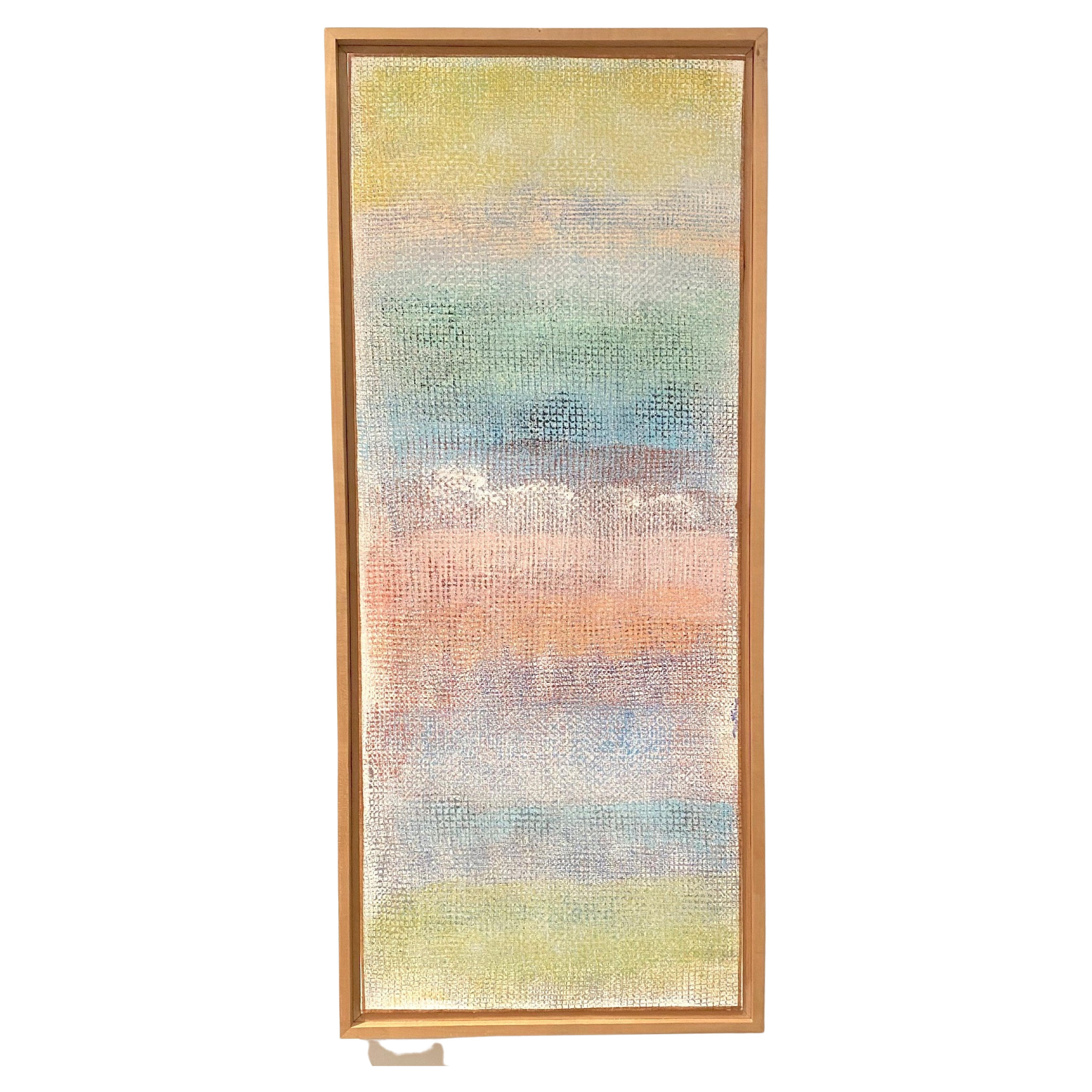 Framed Robert Natkin Abstract Painting on Canvas in Pastel Tones