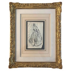 Framed Rococo melodramatic drawing of a Woman by Nicolas Lancret