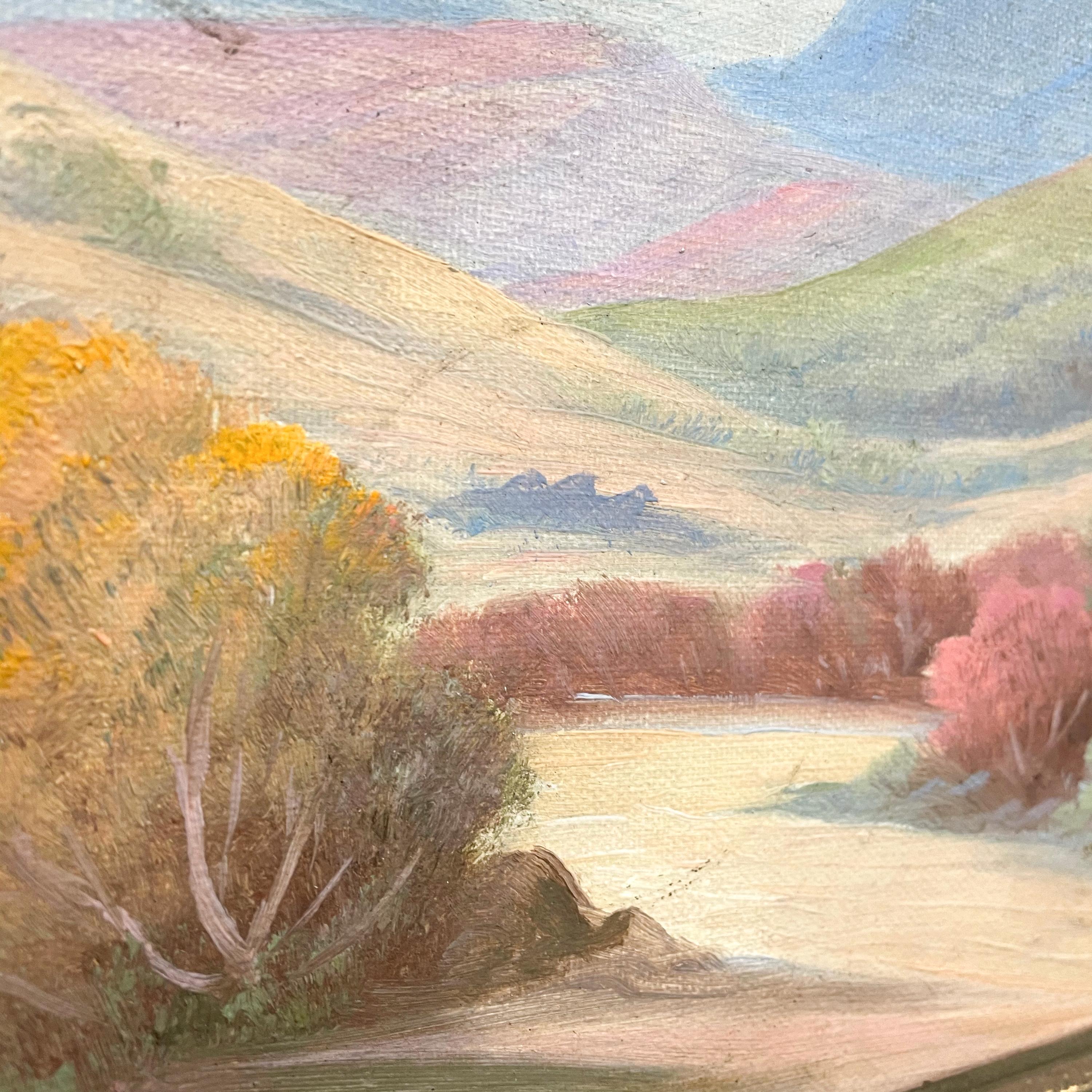 Framed Roger Scott Early California Landscape Art Oil on Canvas Board In Good Condition In Chula Vista, CA