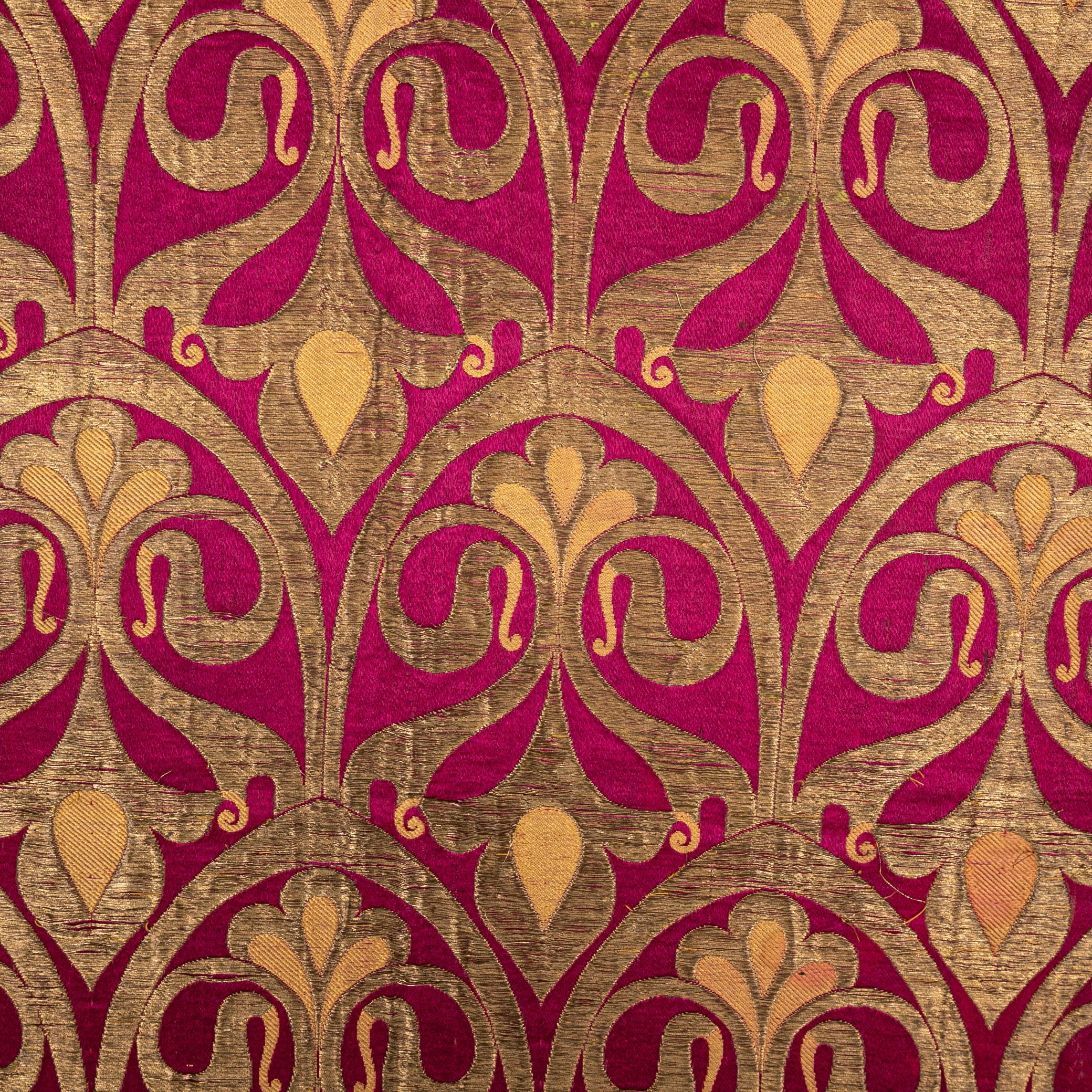 Woven Framed Russian Silk and Metallic Thread Brocade Panel, 19th Century