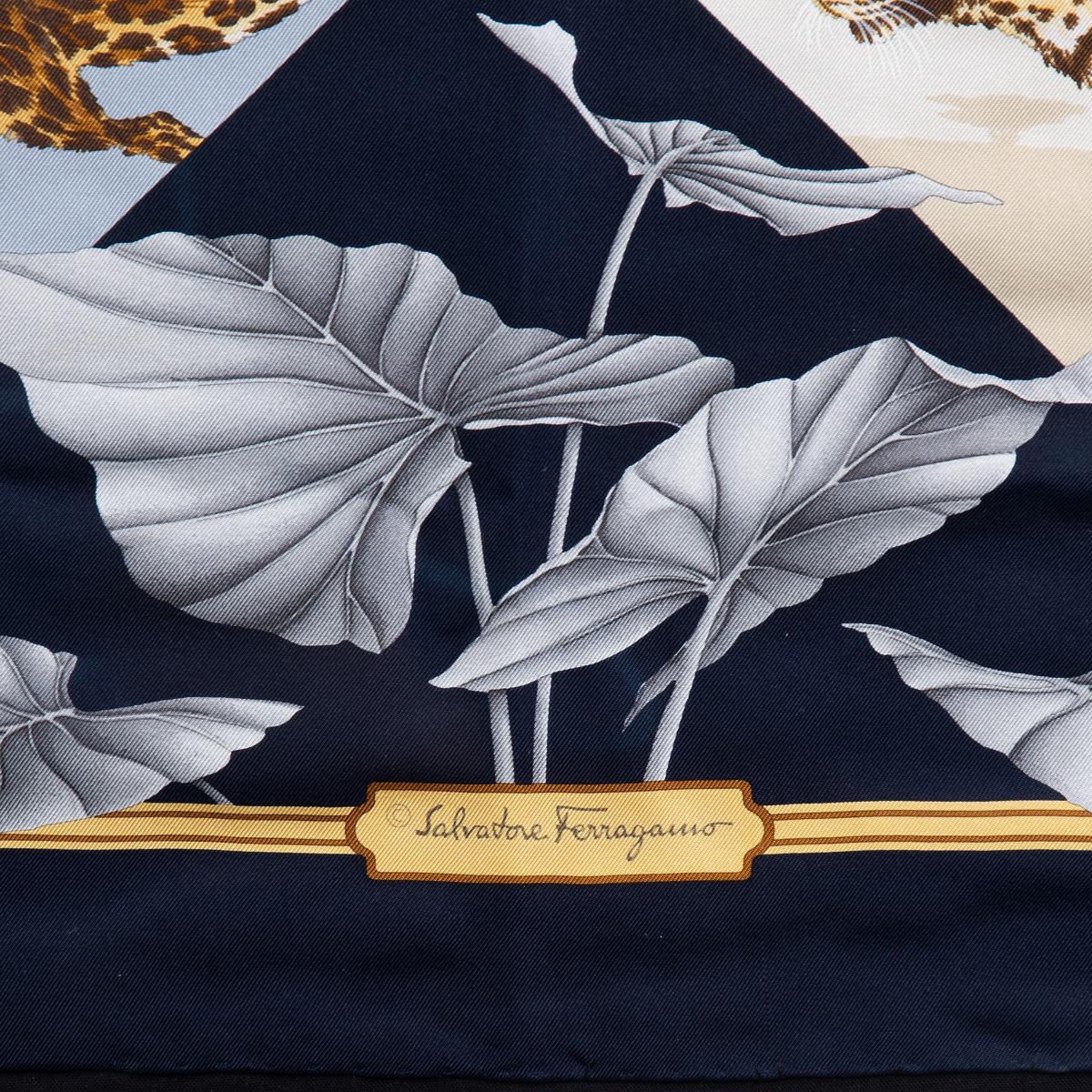 Italian Framed Salvatore Ferragamo Leopard Silk Scarf For Sale