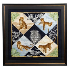Framed Salvatore Ferragamo Leopard Silk Scarf