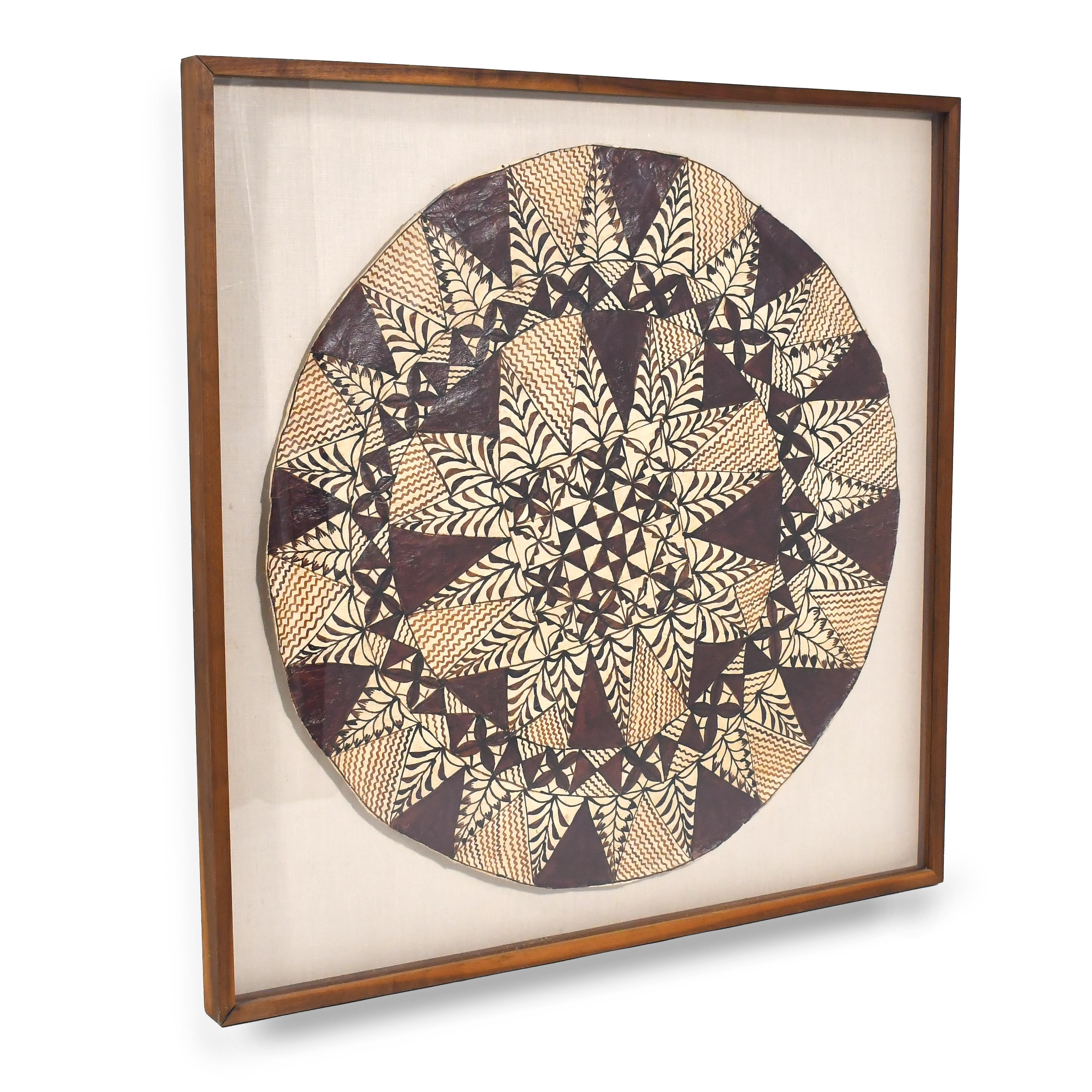Organic Modern Framed Samoan Tapa Cloth For Sale
