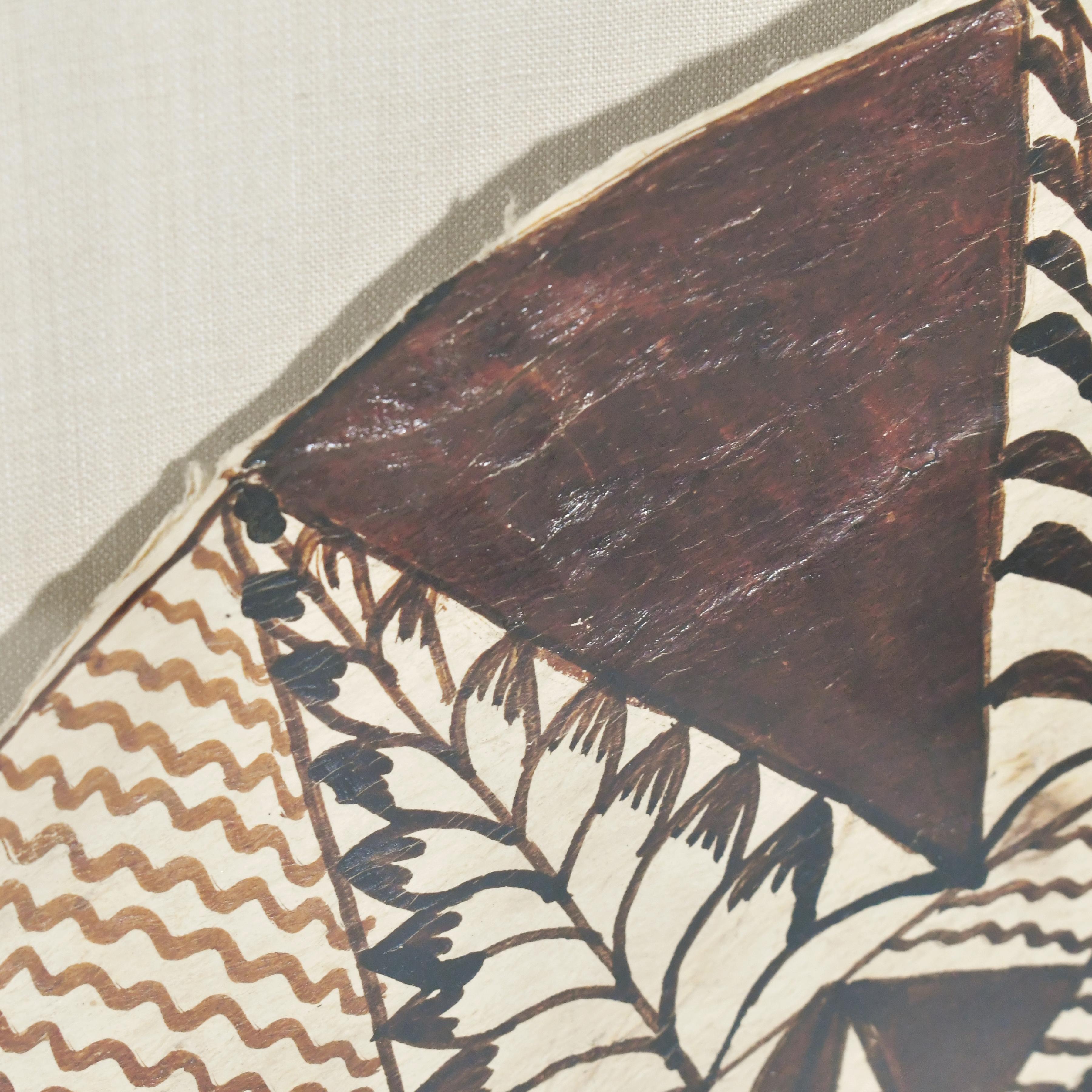 Framed Samoan Tapa Cloth In Good Condition For Sale In Highland, IN