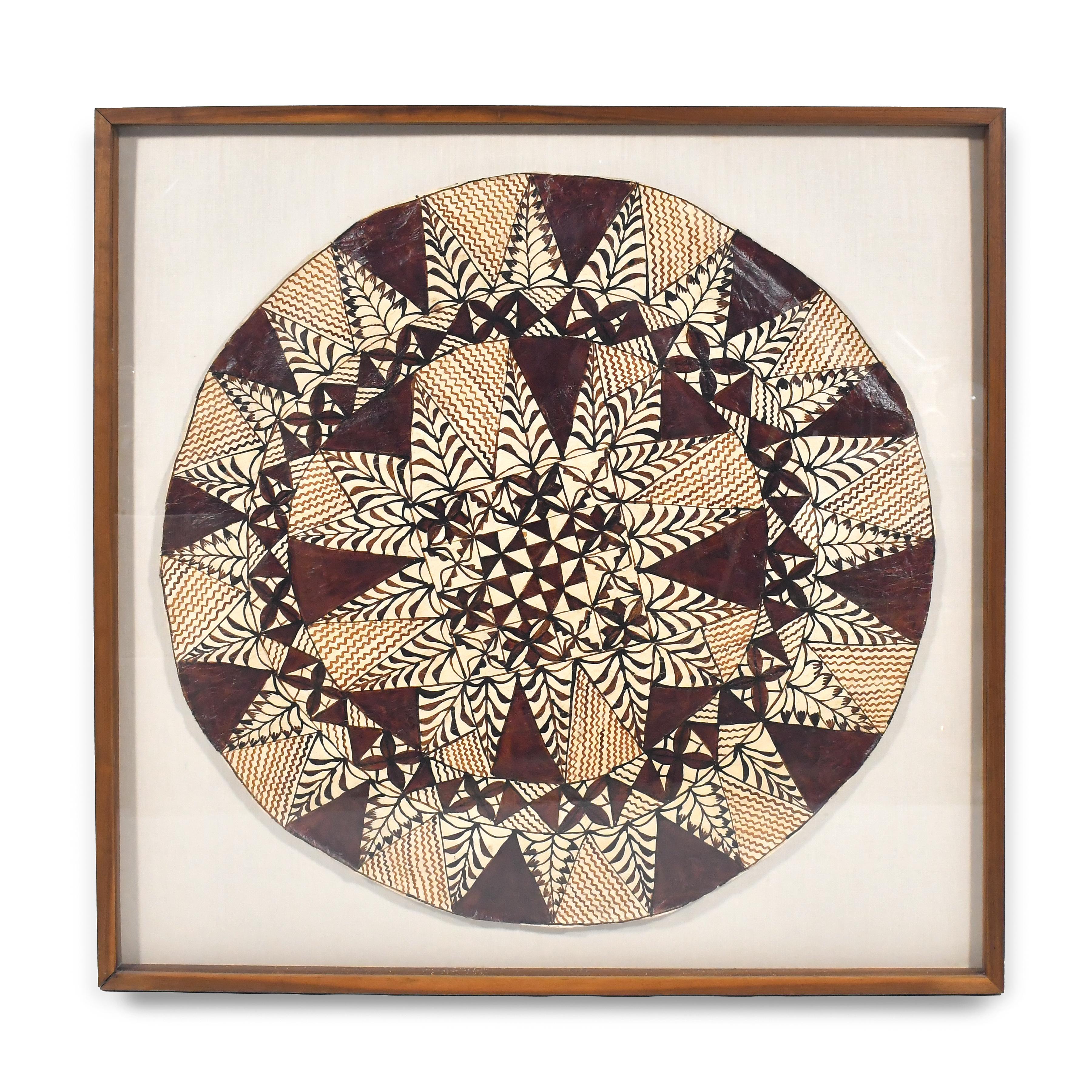 Late 20th Century Framed Samoan Tapa Cloth For Sale
