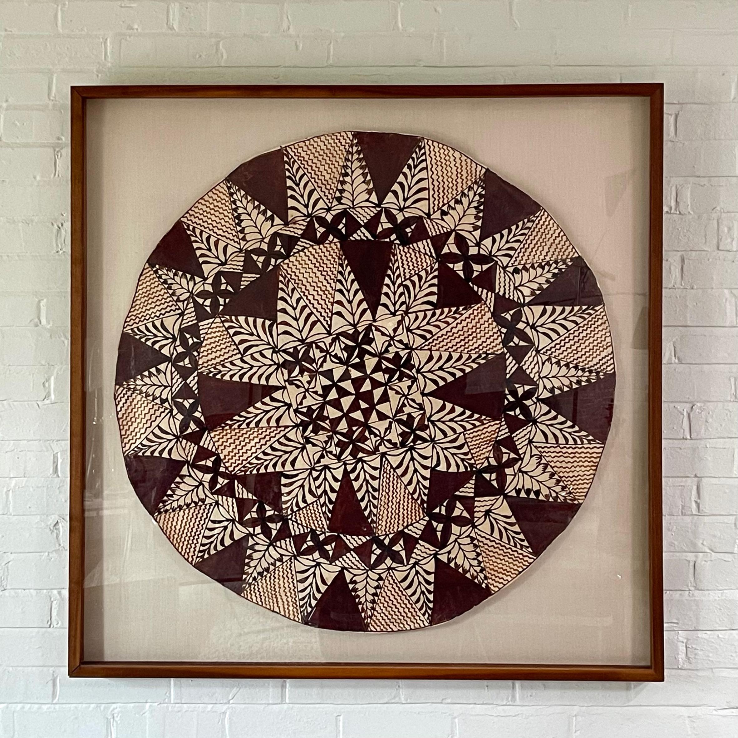 Framed Samoan Tapa Cloth For Sale 1