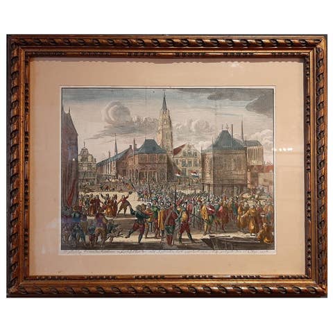 Framed Scene of the Alteration of Amsterdam, Dam square, The Netherlands, c.1720