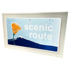 Vintage Framed 'Scenic Route' California Highway Sign, USA