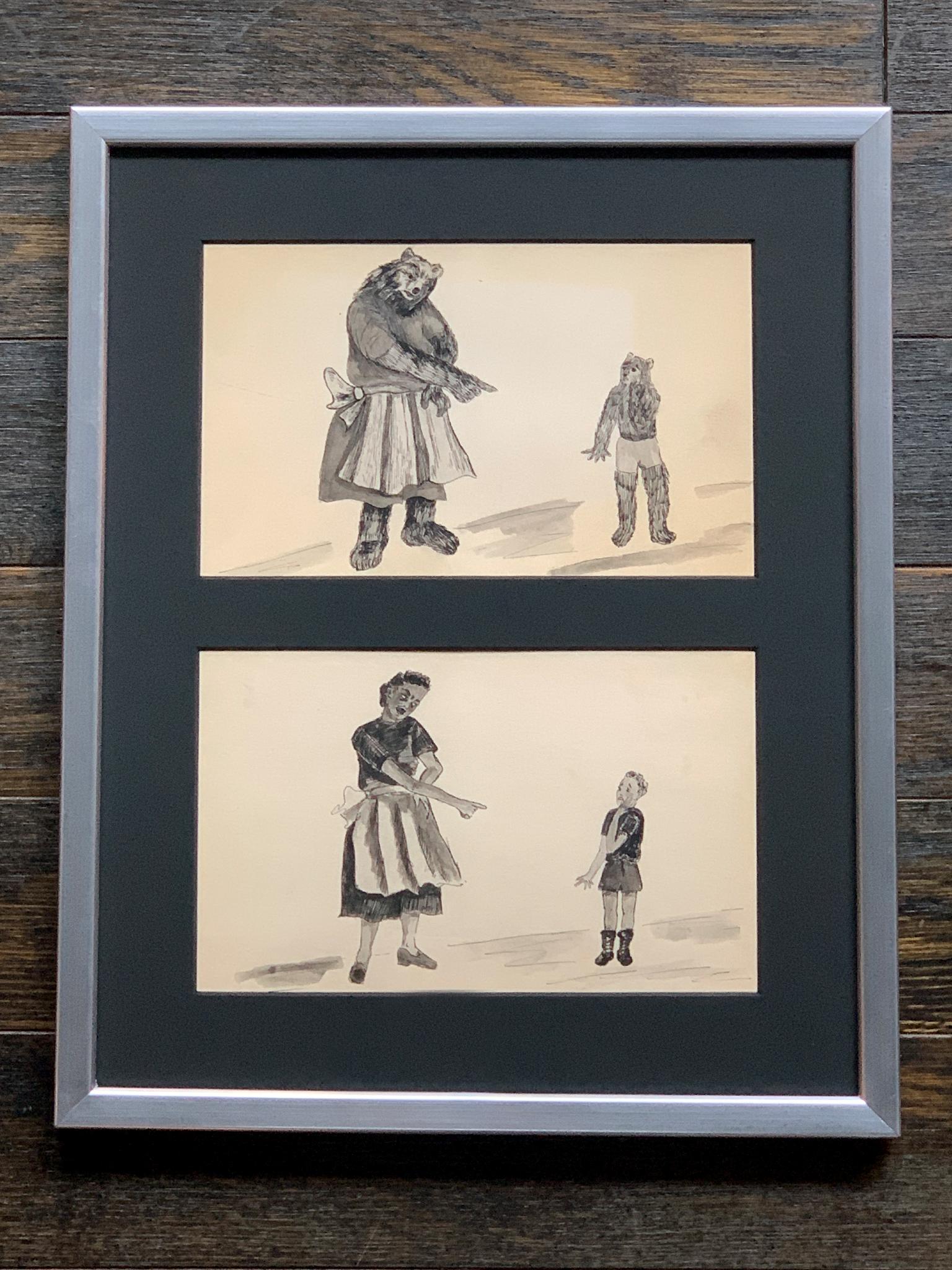 Framed Series of Odd & Disturbing Pen & Ink Drawings - A Set of 10 For Sale 5