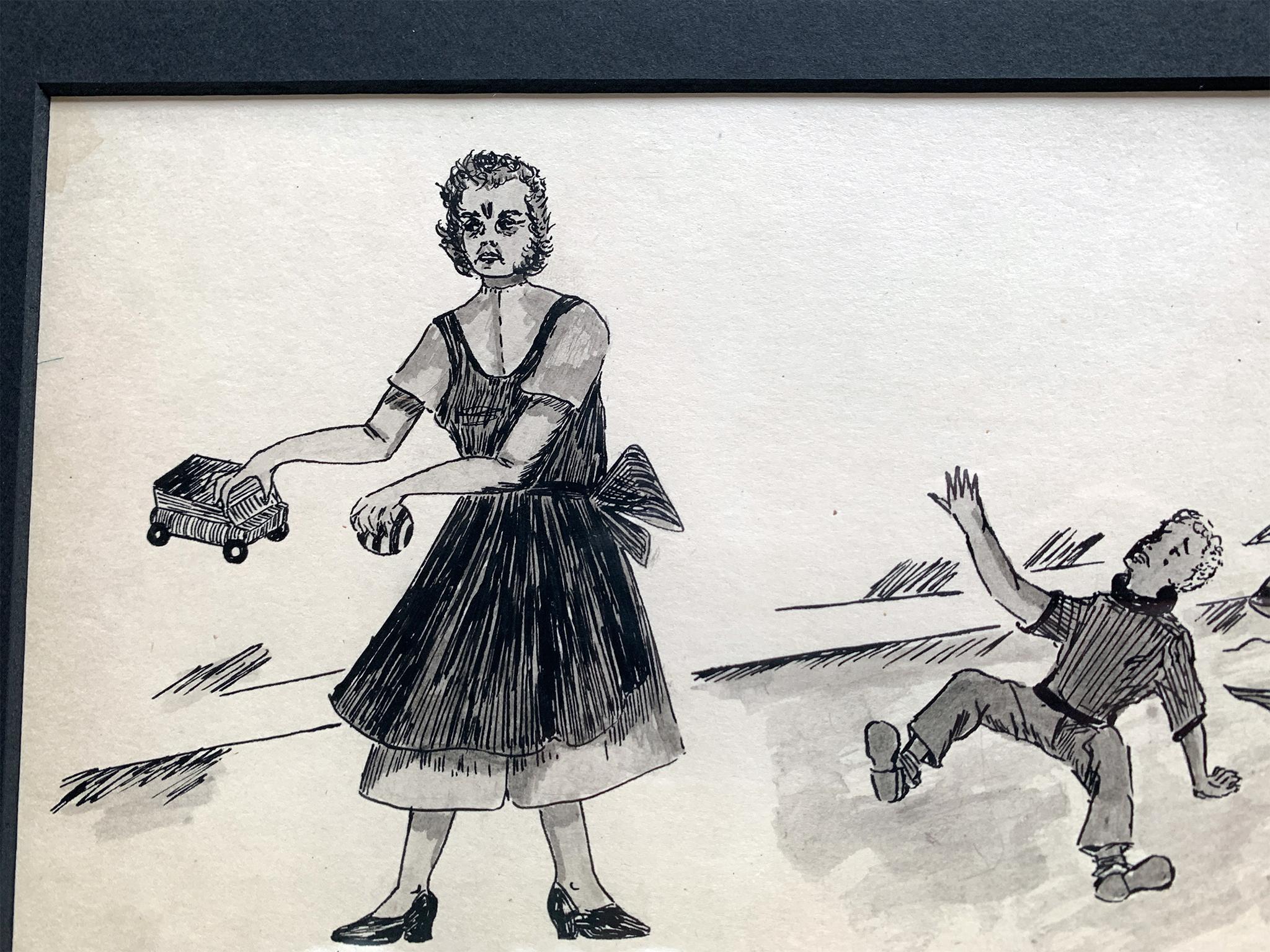 Framed Series of Odd & Disturbing Pen & Ink Drawings - A Set of 10 For Sale 6