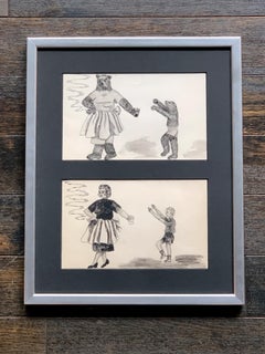 Série encadrée de dessins au stylo et à l'encre étranges et inquiétants - Ensemble de 10 dessins