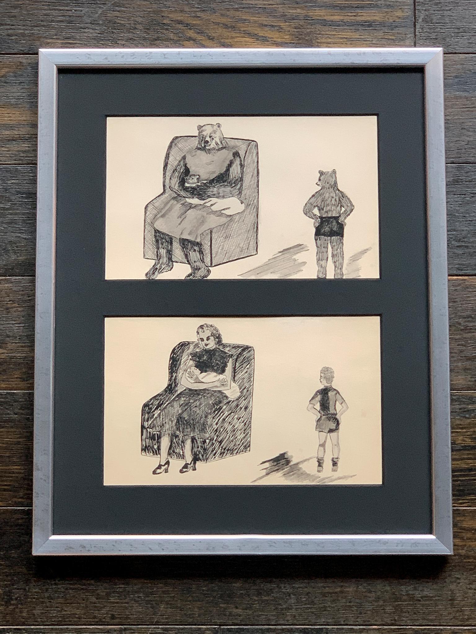 Framed Series of Odd & Disturbing Pen & Ink Drawings - A Set of 10 For Sale 2