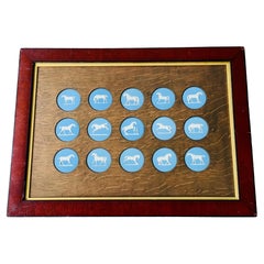 Framed Set Fifteen Wedgwood Blue Jasper Ware Horse Medallions after Stubbs