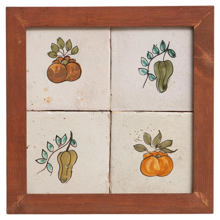 Framed Set of Early 20th Century Hand-Painted Catalan Tiles