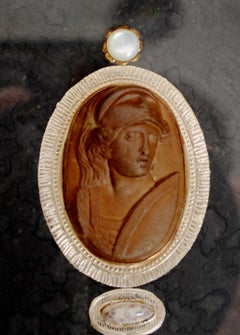 Framed Set of Five Carved Lava Cameos Mid 19th c