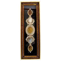 Framed Set of Five Lava Cameos Mid 19th c