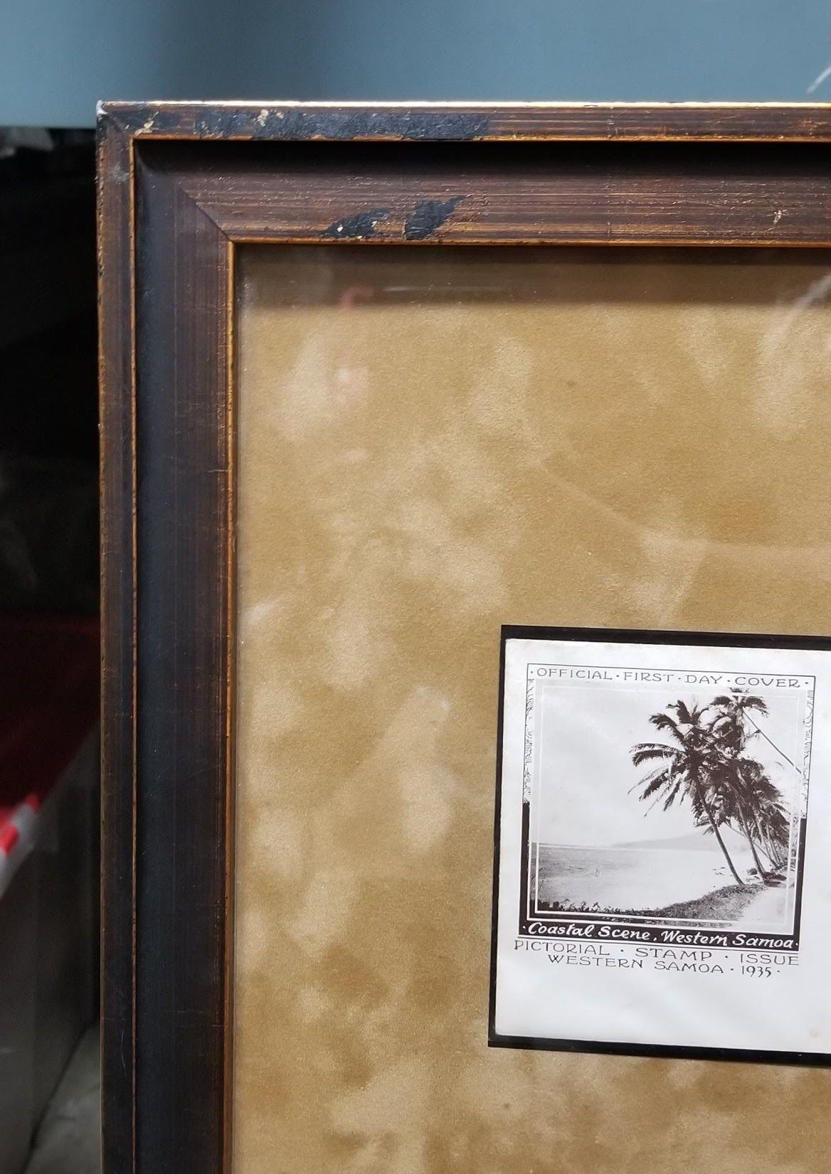 Wood Framed Set of Samoan Island Vintage Postcards For Sale