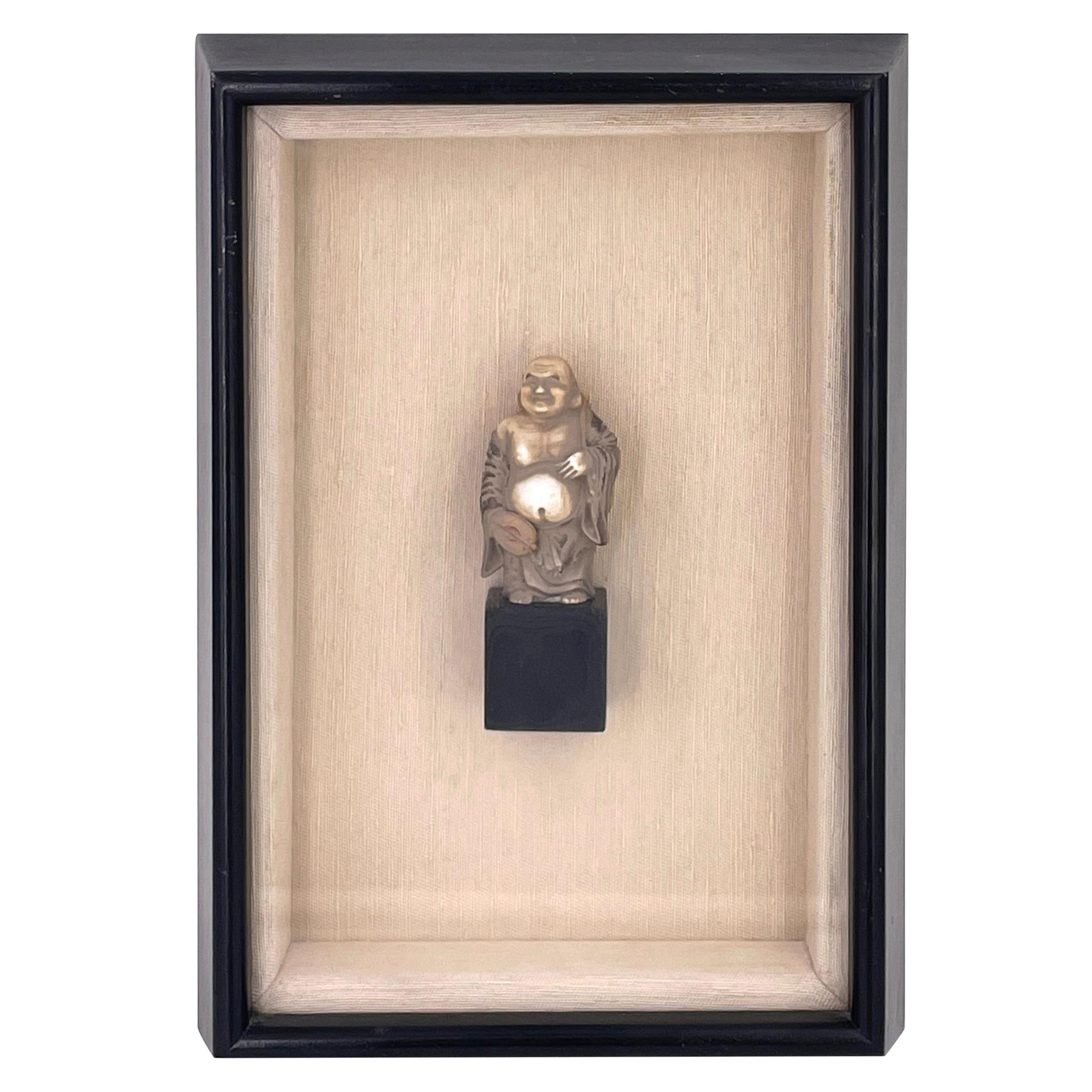 Framed Shadow Box Resin Buddha Figurine