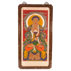 Framed Shakyamuni Buddha Thangka Painting