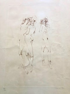 Framed, Signed and Numbered Etching by Leonor Fini, Three Naked Women 88/150