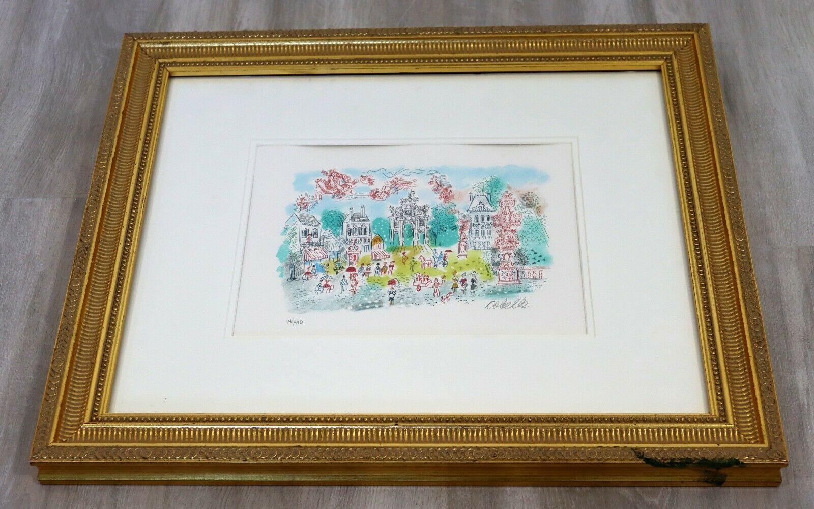 20th Century Framed Signed Charles Cobelle Paris Street Lithograph