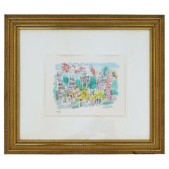 Framed Signed Charles Cobelle Paris Street Lithograph