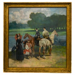 Framed Signed John Louis Brown "Autour du Lac" Oil on Board
