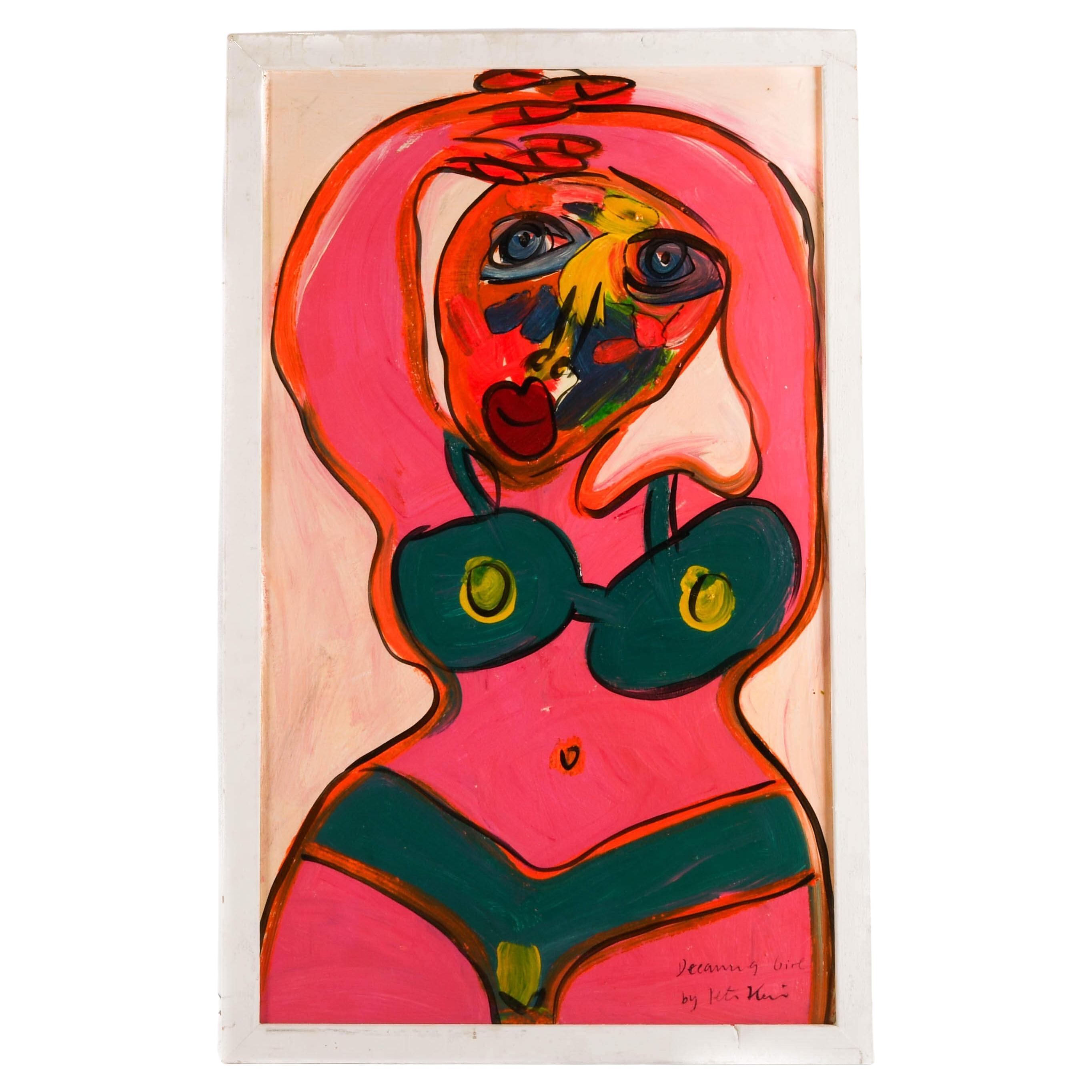 Framed Signed Peter Keil "Grace Jones" Mixed Media on Masonite For Sale
