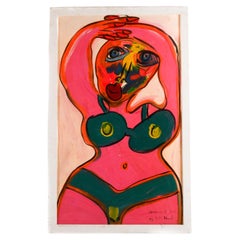 Framed Signed Peter Keil "Grace Jones" Mixed Media on Masonite