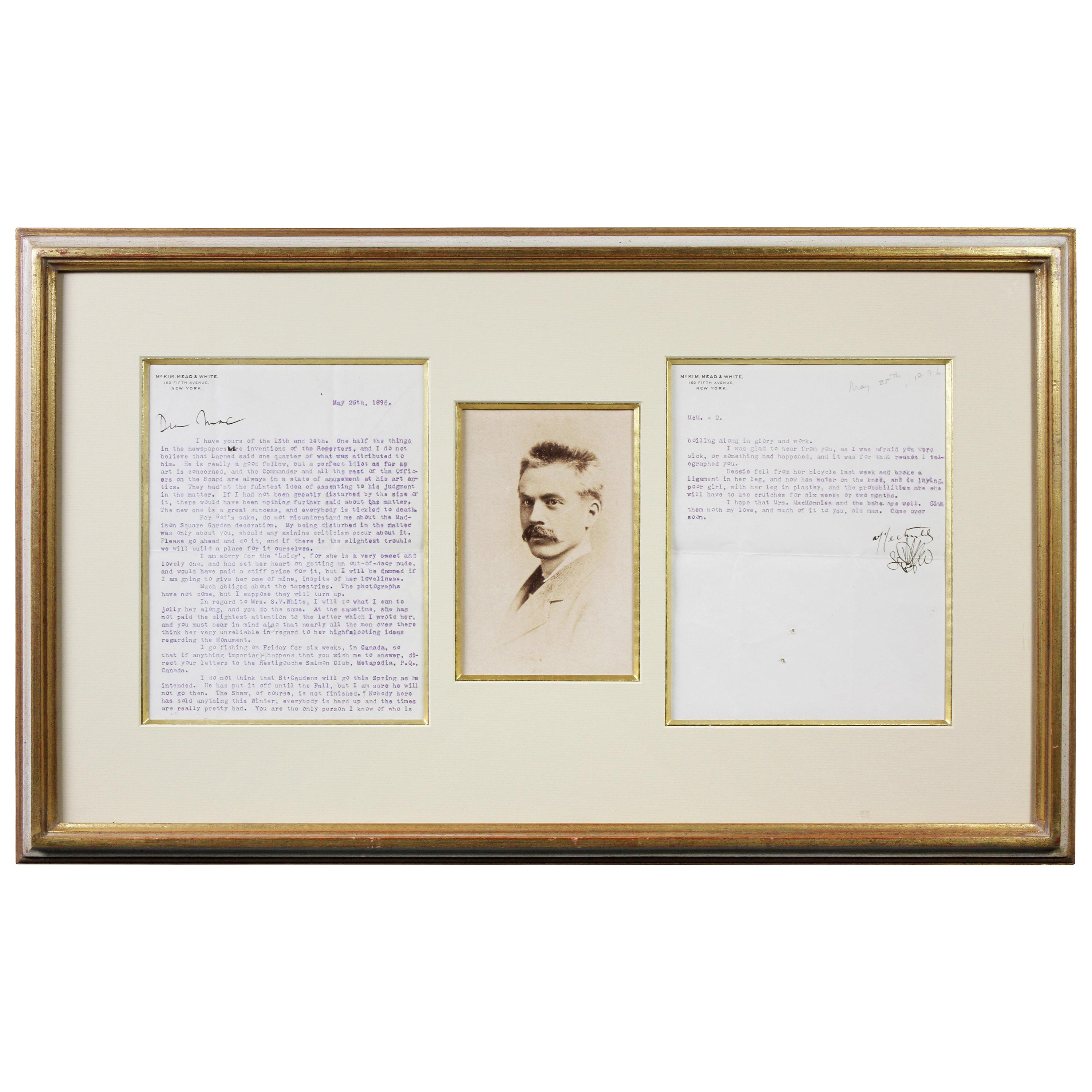 Framed Signed Typed Letter from Stanford White to Frederick MacMonnies
