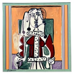 Framed Silk Scarf "Femme dans un Fauteuil" after Pablo Picasso