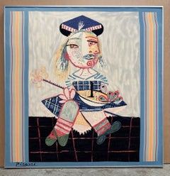 Framed Silk Scarf "Fillette au Bateau" after Pablo Picasso
