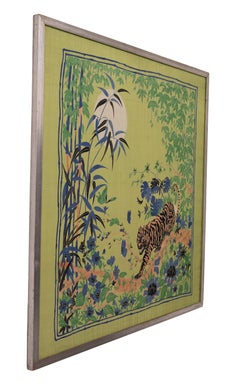 Framed Silk Scarf Hermès, designed by British artist Alice Shirley. 1960s France